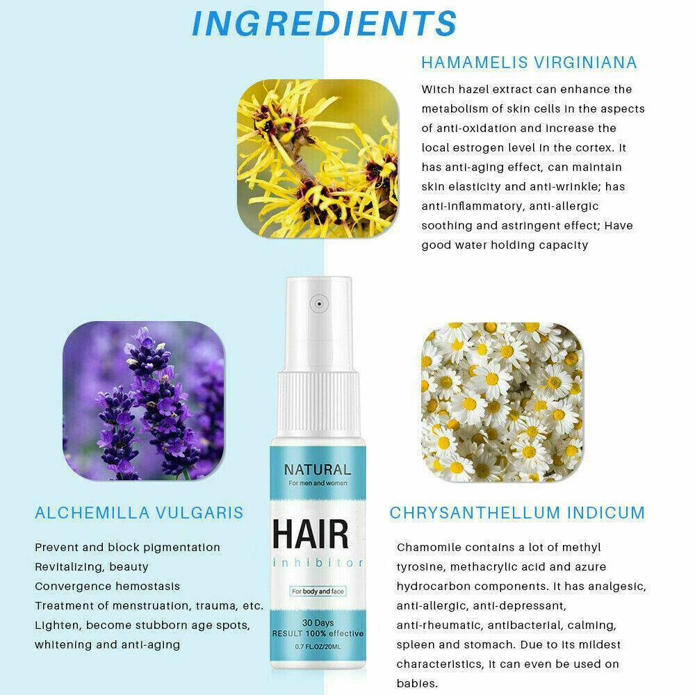 Permanent Hair Removal Spray Stop Hair Growth Inhibitor Remover For Body Face