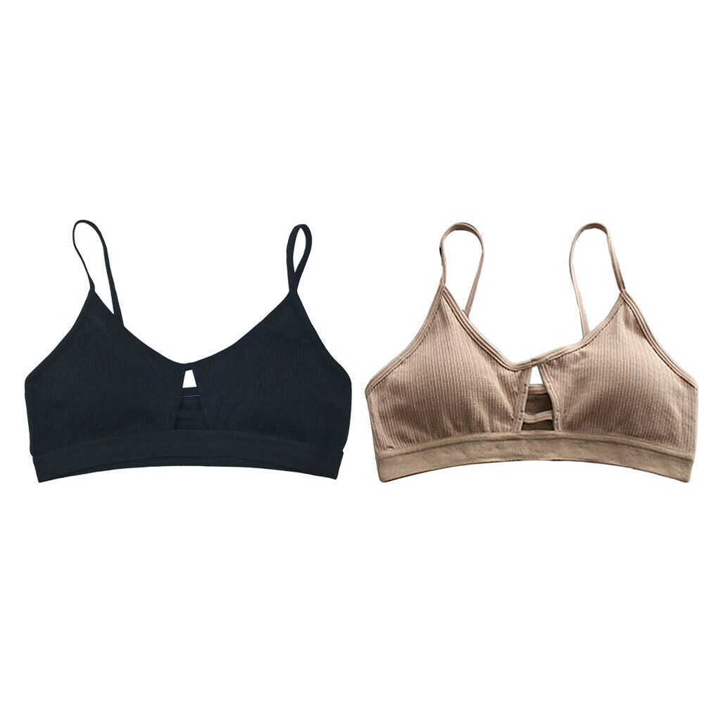 2pcs Lady Padded Push Up Bra Elastic Everyday Seamless Bralette Strappy