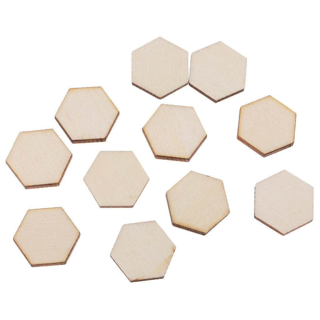 54pcs/set Wooden Hexagon Wood Slices Party Wedding Embellishment Crafts DIY