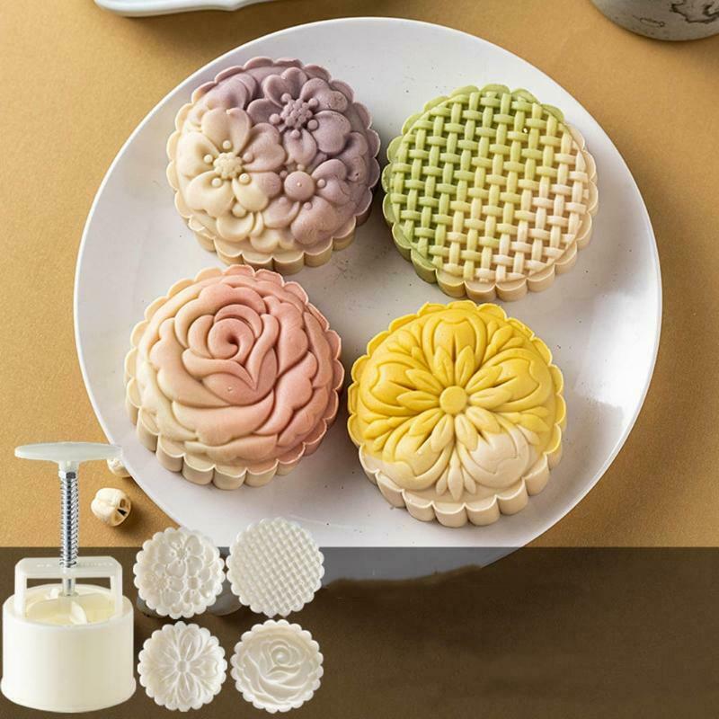 4ps Blossom Flowers Stamps Moon Cake Mould DIY 150g mooncake mold  Pastry Tool