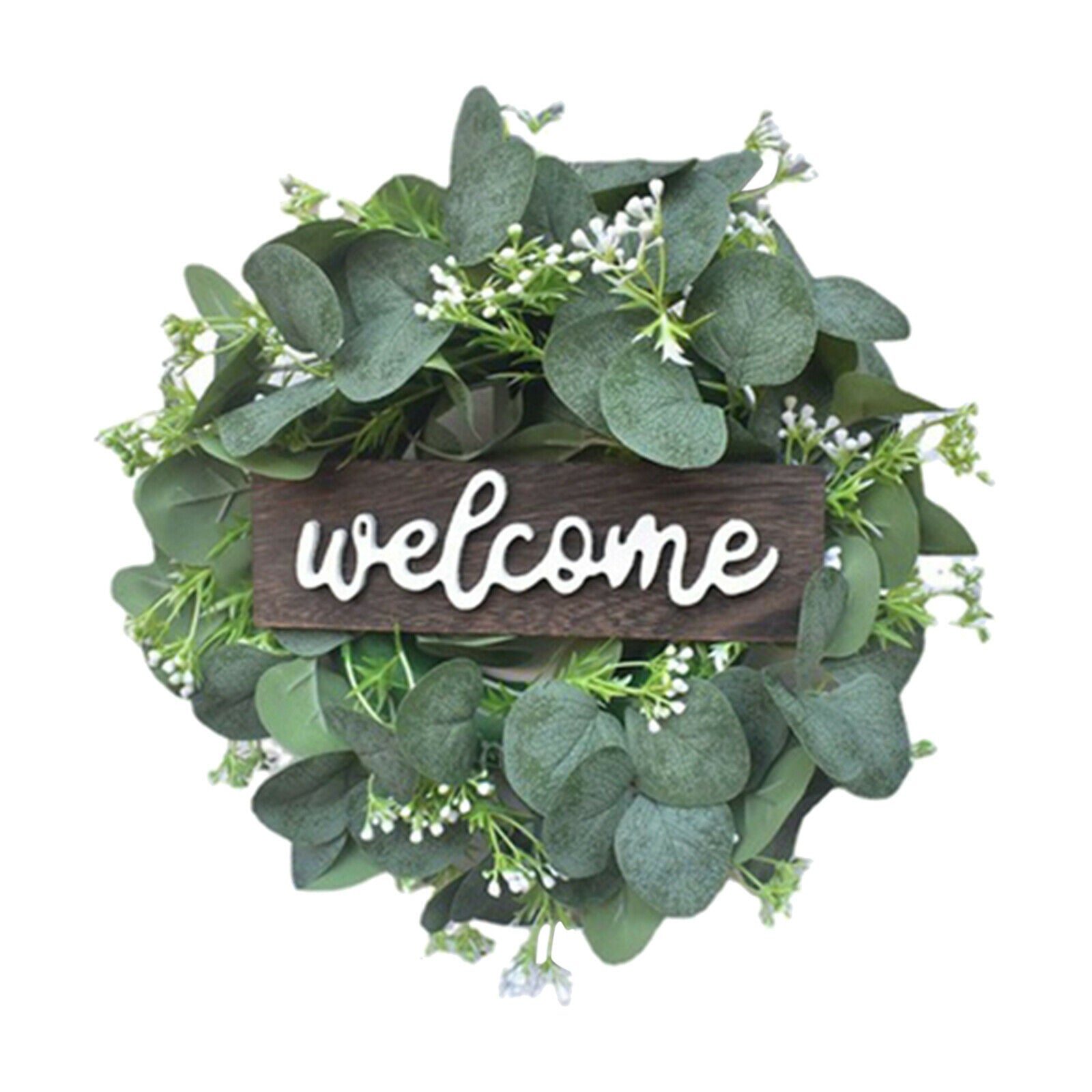 Welcone Wreath Green Eucalyptus Garland Party Front Door Hanging Decor