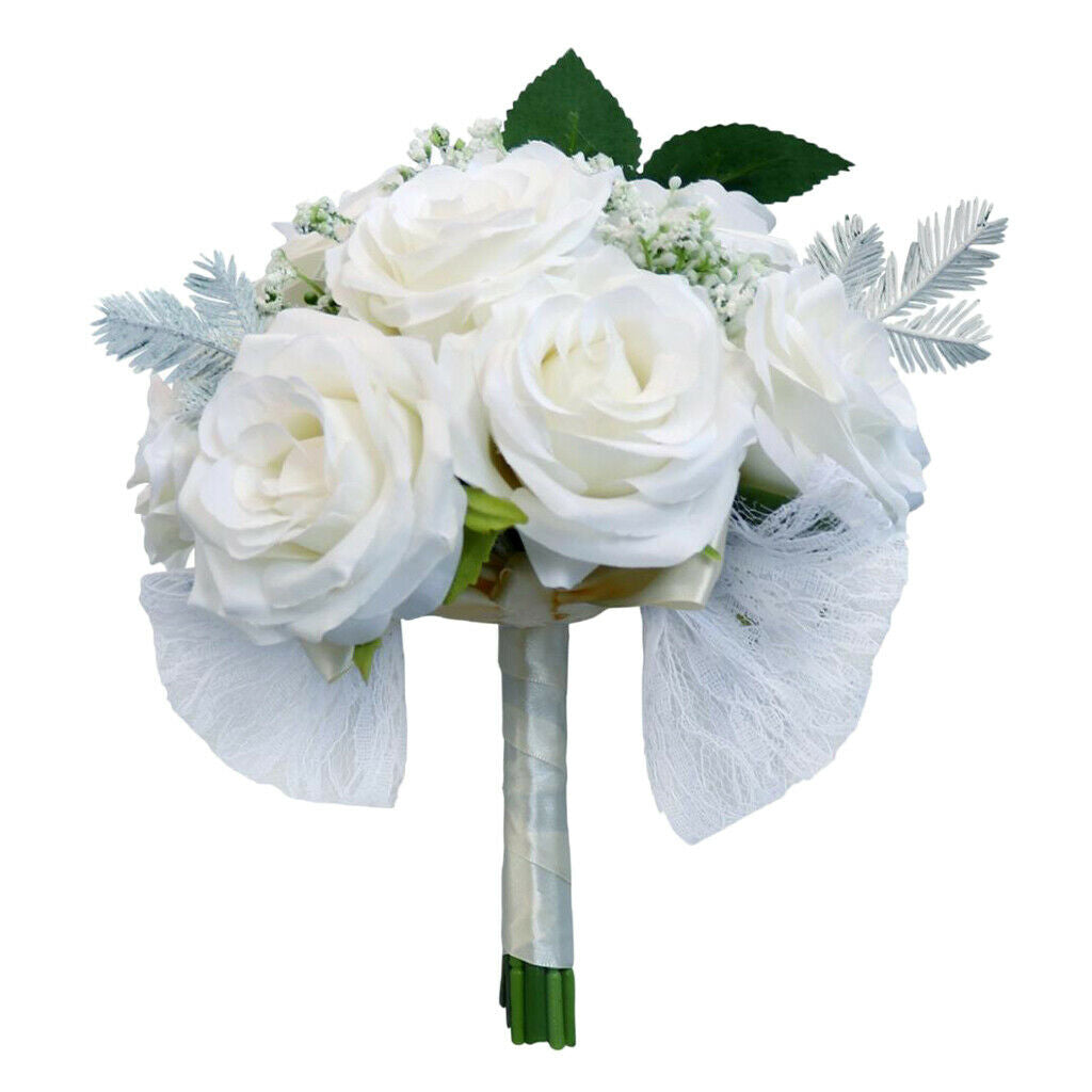 Rustic Half Ball Wedding Bridal Artificial Flower Bouquet White