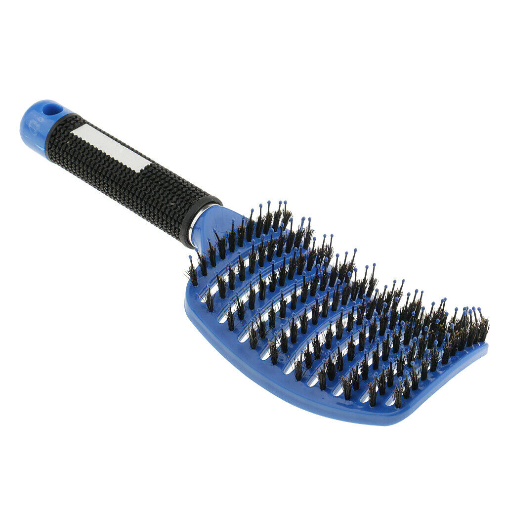 2x Comfortable Paddle Detangling Hair Brush Curved Nylon Pins Scalp Massager