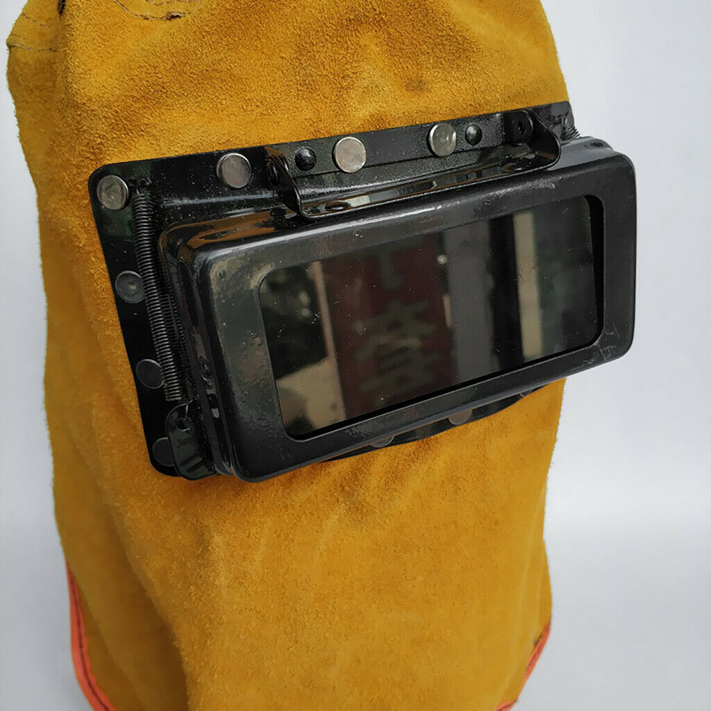 Welding helmet, hood, eyeglass lens, leather double layer, strong light