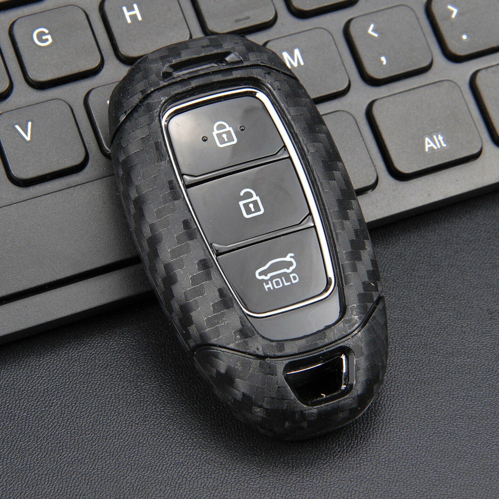 For Hyundai Accent/Santa Fe/Veloster/i30 Carbon Fiber Smart Key Chain Case Cover