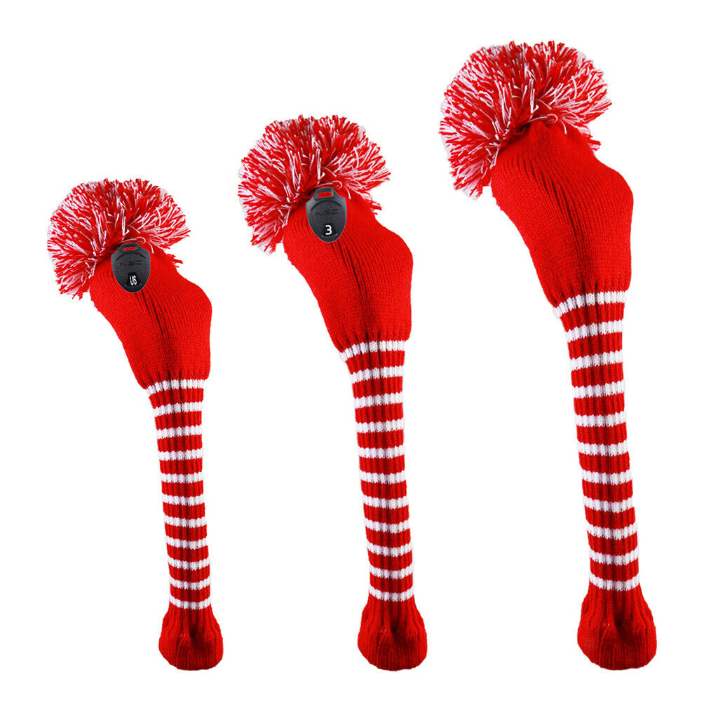 Golf Club 1 3 UT Driver Fairway Wood Head Covers Pom Pom Long Neck Headcovers -