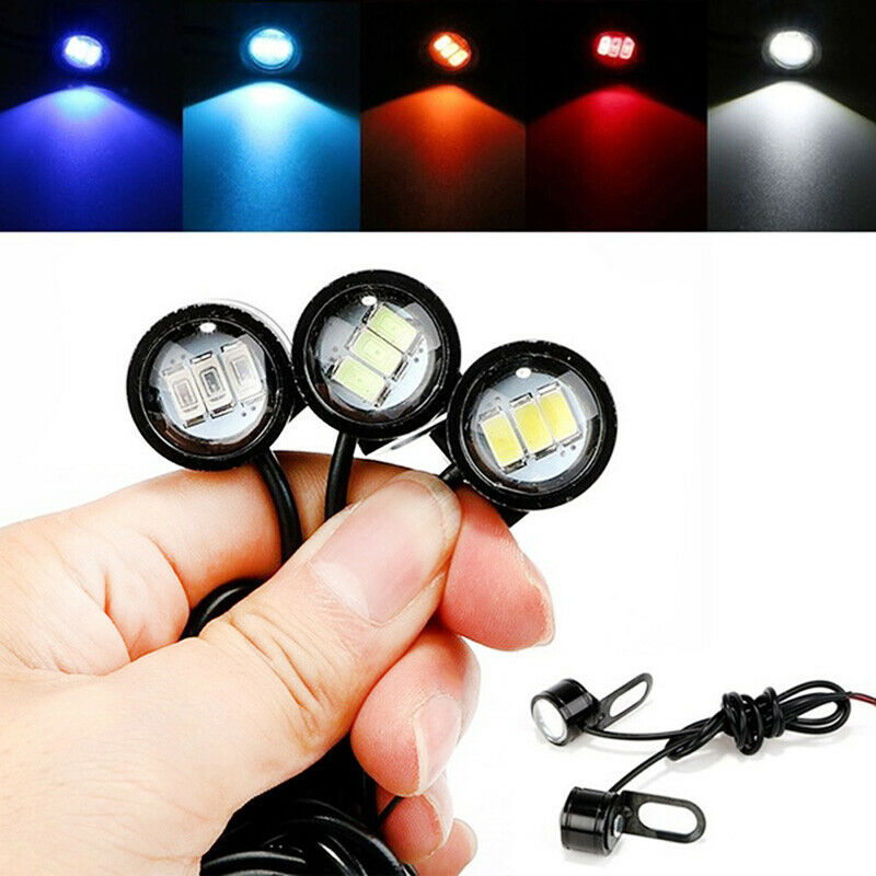 2Pcs 12V Motorcycle Rearview Mirror Decor Eagle Eye 3 LED Conatant Bright.l8