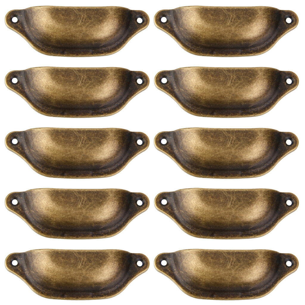 10 set Retro Seashell Brass Pull Handle Knob f/ Medicine Chest Hardware Home