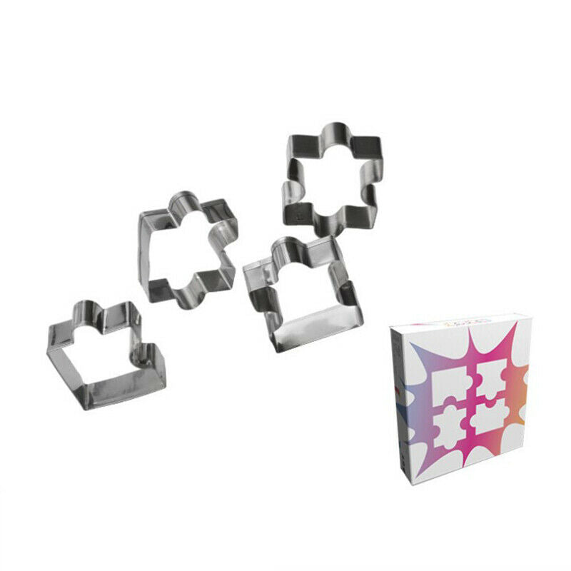 4pcs Cookie Cutter Different Jigsaw Puzzle Shapes Stainless Steel Baking .l8