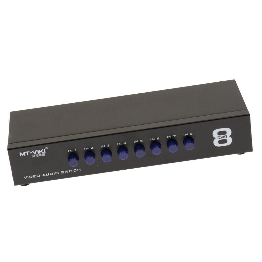 8-Way AV RCA Switch 8 In 1 Out Composite Selector Box for DVD/LCD/TV/PC