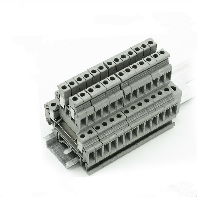25PCS Double-level Terminal Block Fit for Wire 4mm2(28-10AWG) 600V 32A DIN Rail