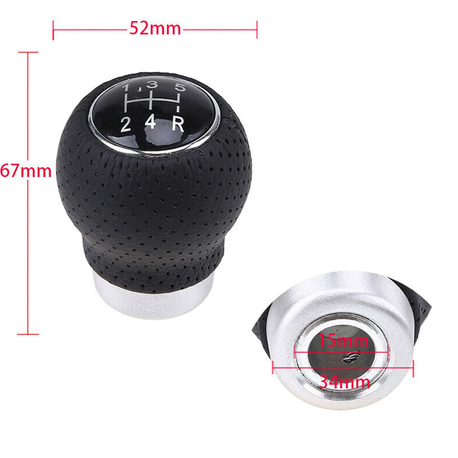 Universal Manual 5 Speed Car Gear Stick Shift Knob Shifter Lever Leather Black