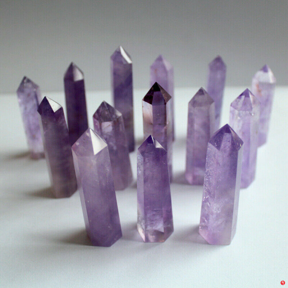 Natural Amethyst Fluorite Quartz Crystal Point Purple Healing Wand 40-50cm