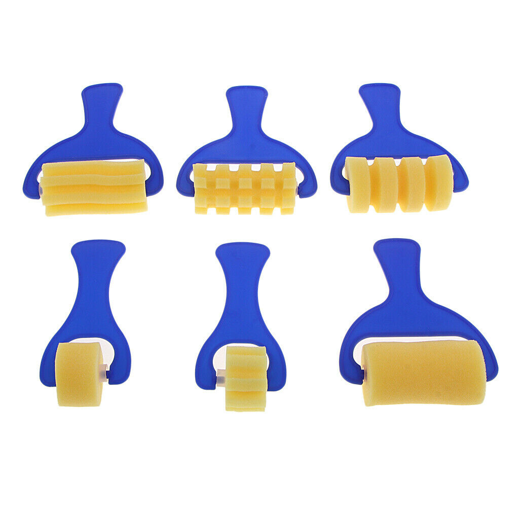 6x Kids Sponge Paint Roller Brush Foam Brushes Kits