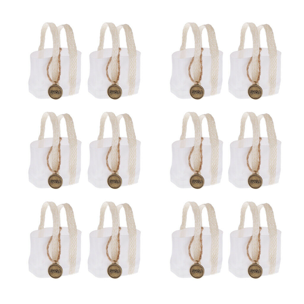 12pcs New Love Pendant Small Sweets Candy Bags with Handle Wedding Favor