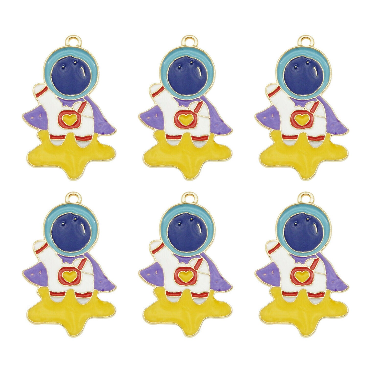 Wholesale 32x21mm Enamel Astronaut Pendant Charms for Necklace Bracelet 8pc/Pack