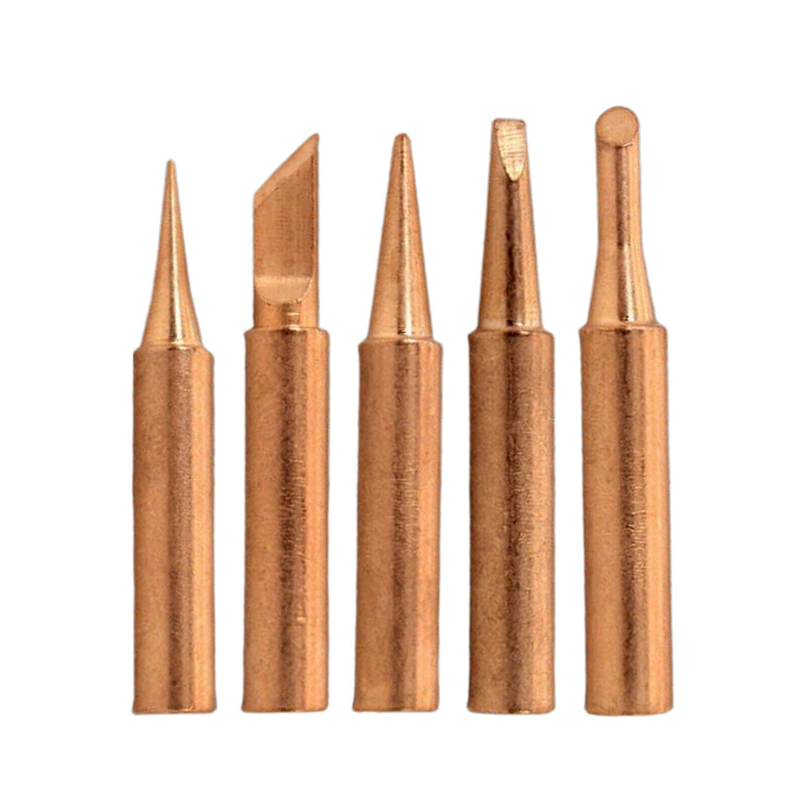 5pcs Brass Solder Iron Tips Soldering Thin And Wide Tips Replaces Tool Kits