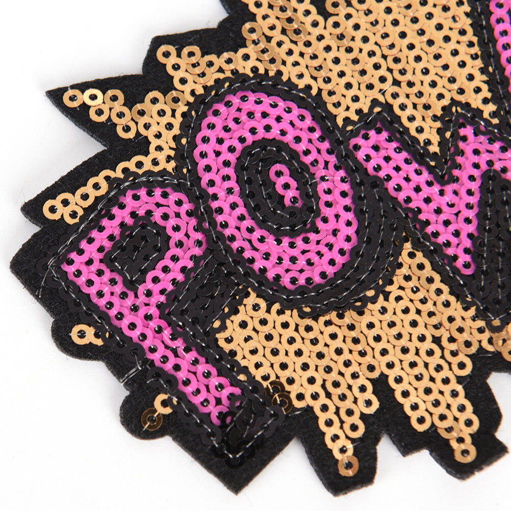letters Sequins Embroidery Iron sew on patch applique DIY clothing 11X9c.l8