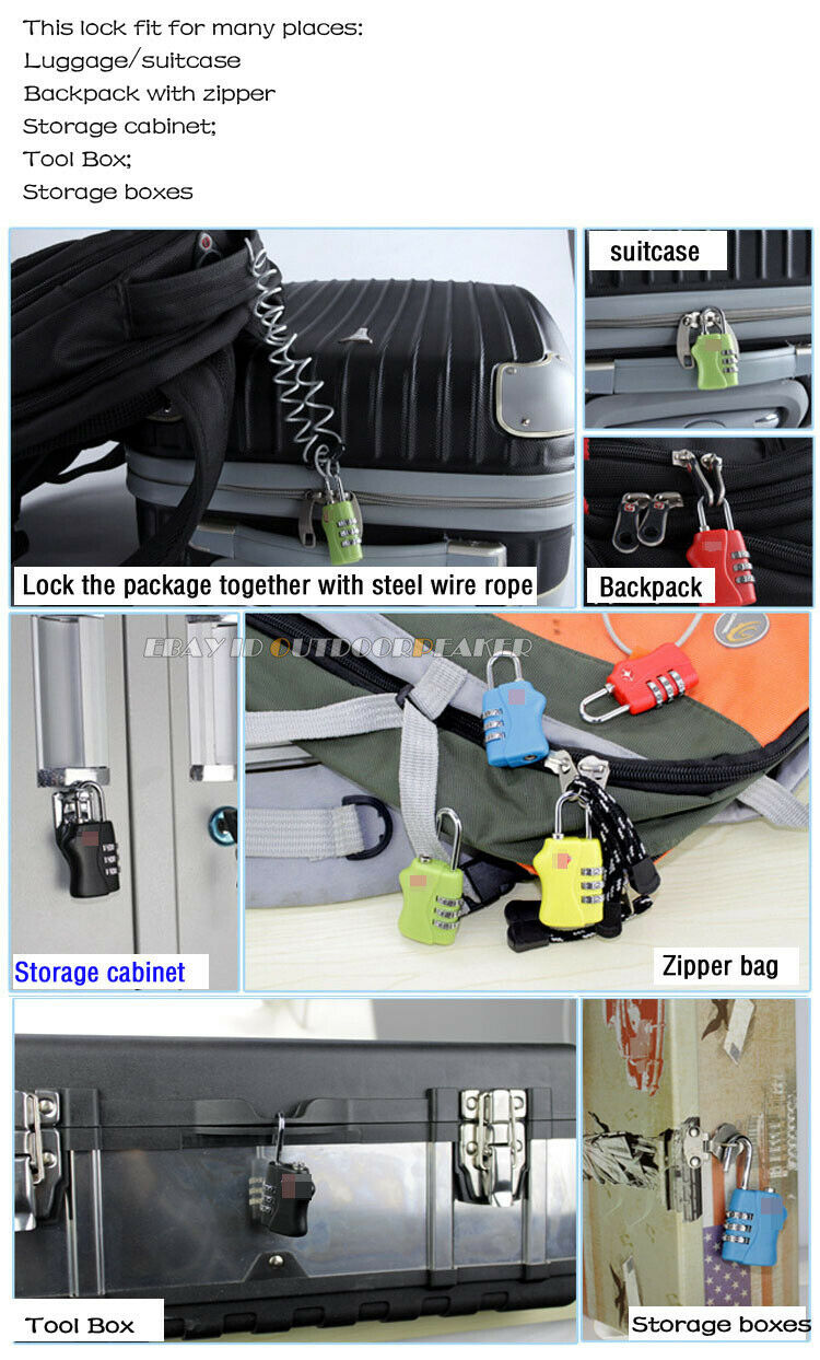 Black Resettable 3 Digit Combination Lock Key Suitcase Luggage Masterlock 007Key