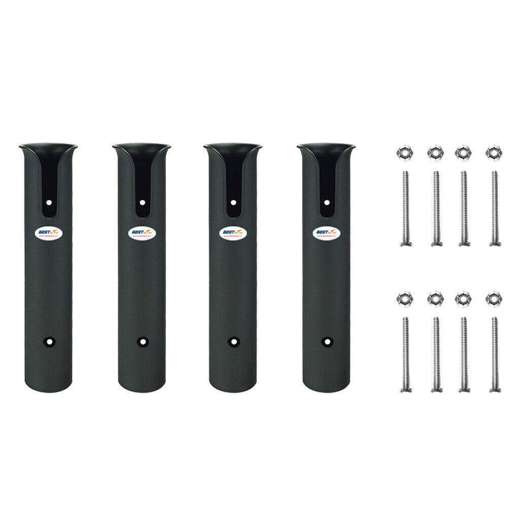 Black Boat Plastic Rod Holder 4 Tube Fishing Plastic Rod Holder Rack 4 Piece