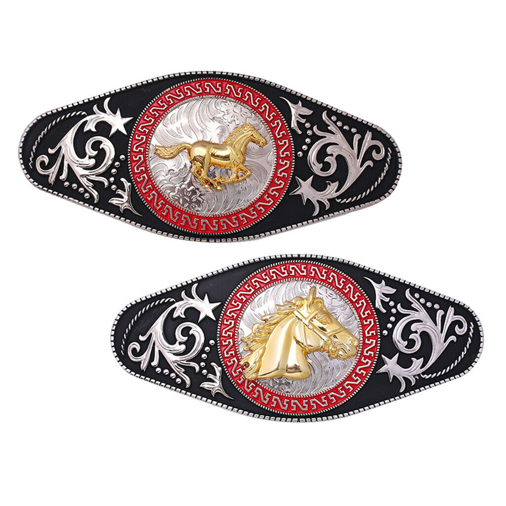 2x Rodeo Western Cowboy Belt Buckle Horse Head Zinc Alloy Belt Clamp Jewelry