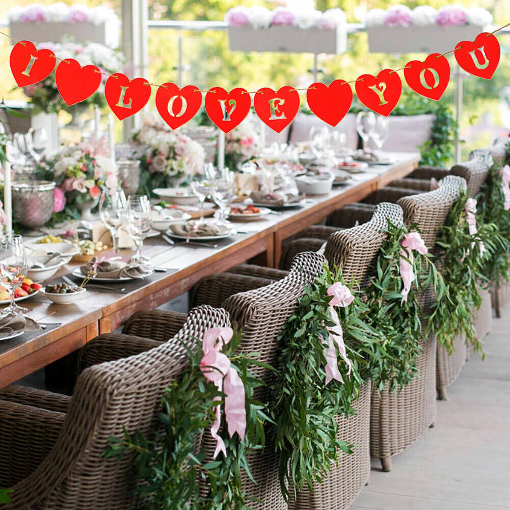 Wooden Hollowed I LOVE YOU Wedding Pendant Festival Party Hanging Ornaments @