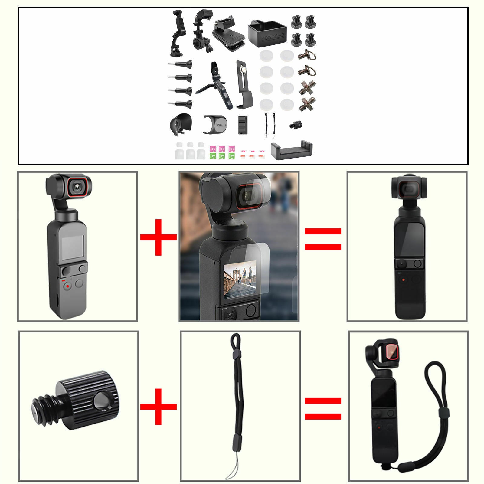 43Pcs Backpack Clip Suction Cup Tripod Accessories for DJI OSMO Pocket 2