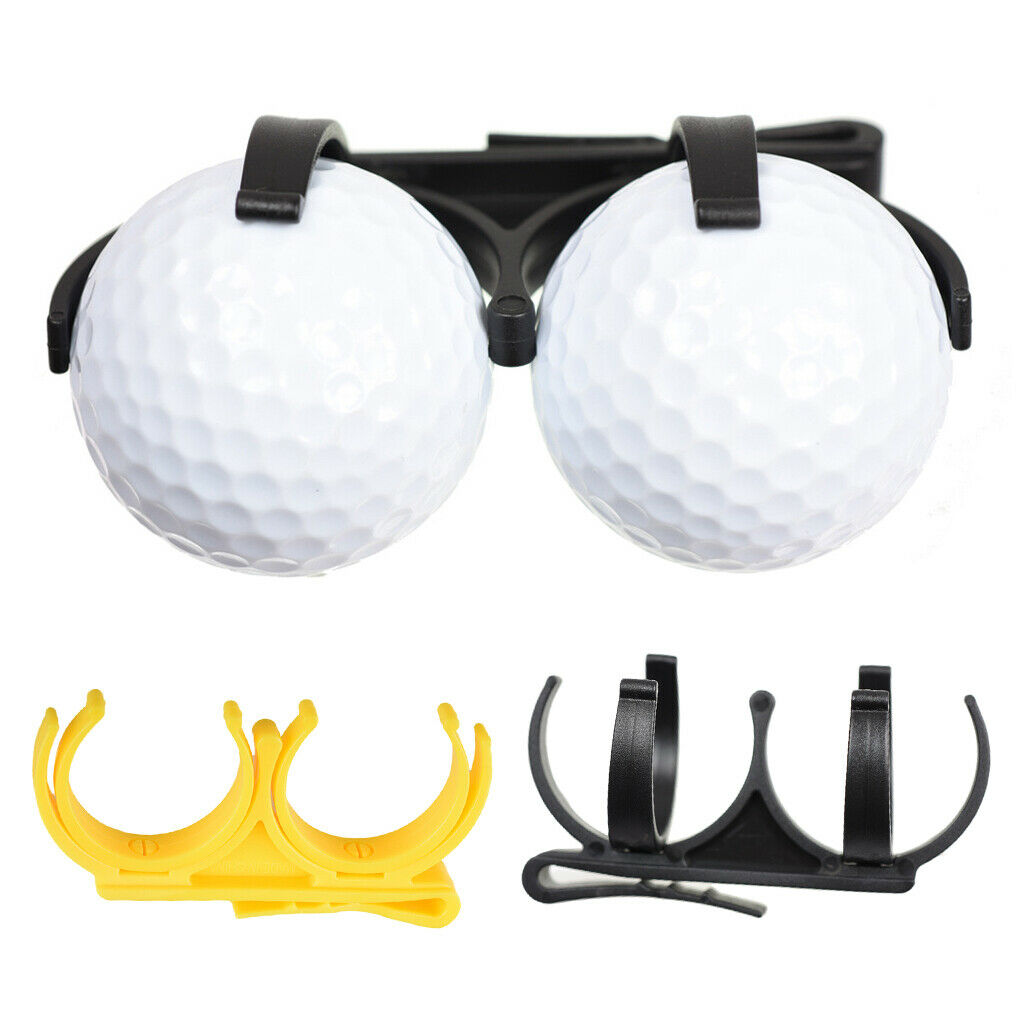 2 Packs Black+Yellow Golf Ball Holder Clip Belt Clamp Golf Ball Organizer