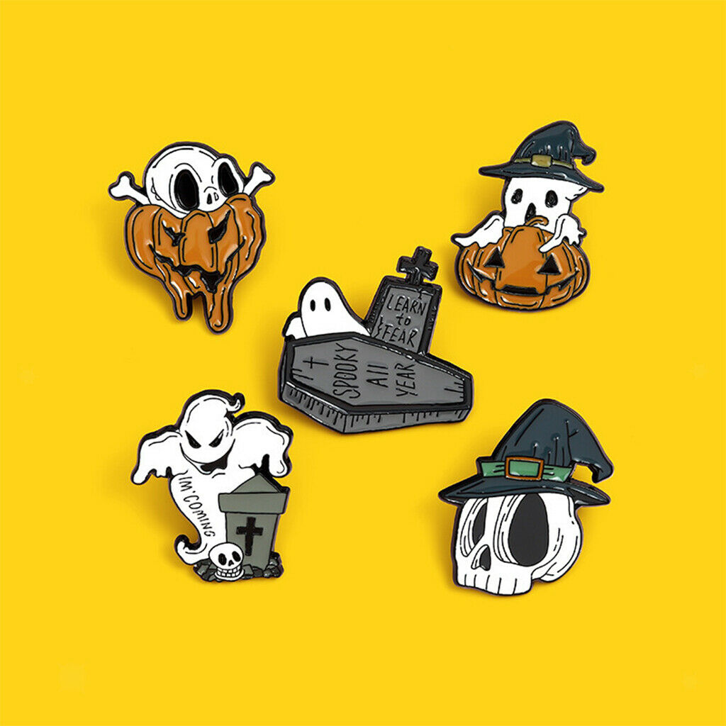 5x Halloween Brooch Pins Set Enamel Brooches for Bags Costumes Decor Banquet