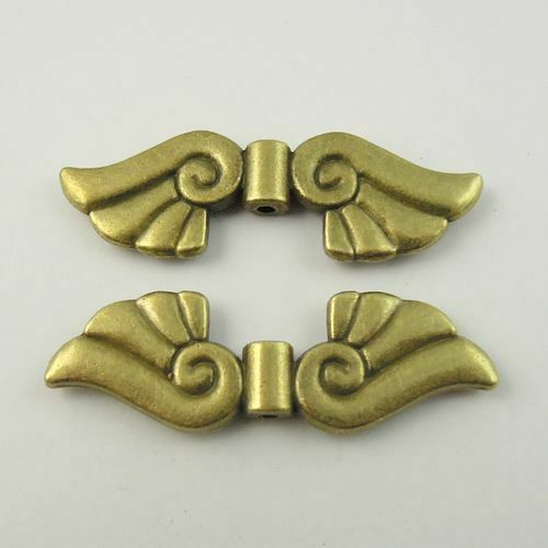 15 pcs Antiqued Bronze Wing Spacer Beads Charms Alloy Jewelry Crafts 43*15*4mm