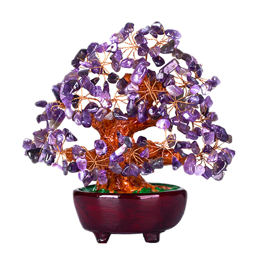 2X 7inch Bonsai Crystal Money Tree Wealth Luck Tree for Office Home Decor Gift