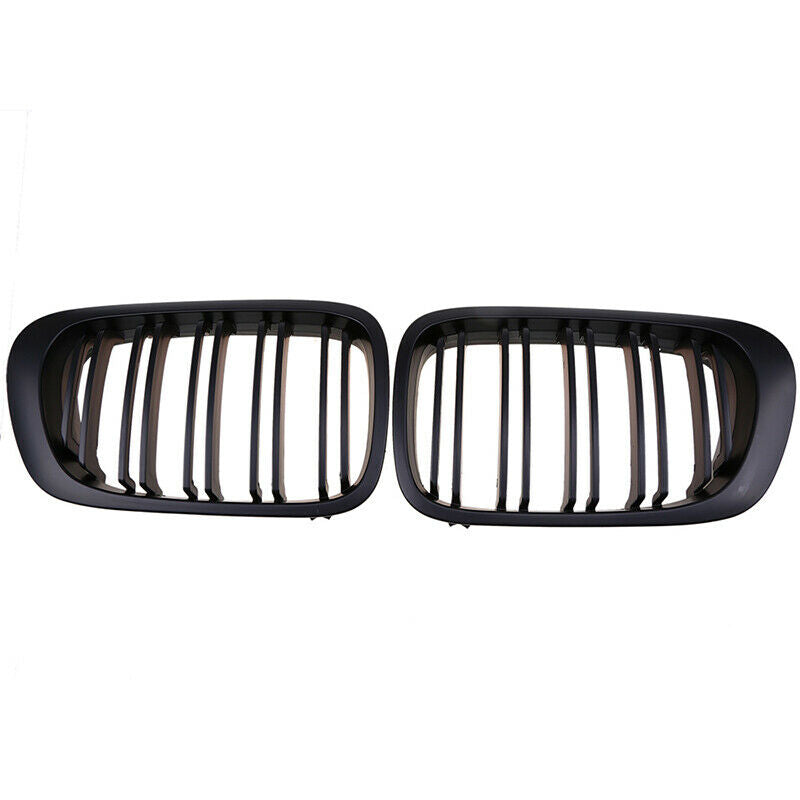 For BMW 3Series E46 M3 1999-2007 Pair Front Kidney Grilles Dual Slat Matte Black
