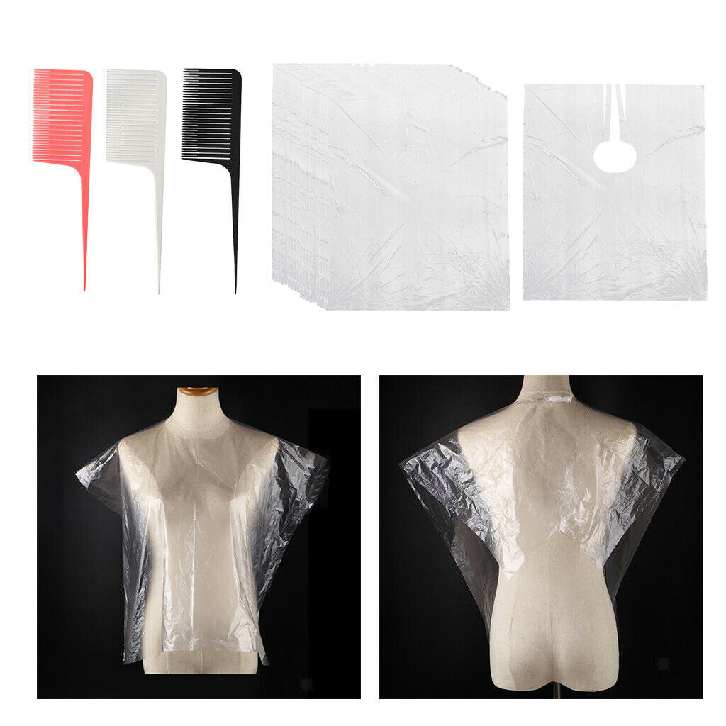 50x Disposable Hair Cutting Capes Gowns Barber Cloth Apron w/ 3x Hair Combs