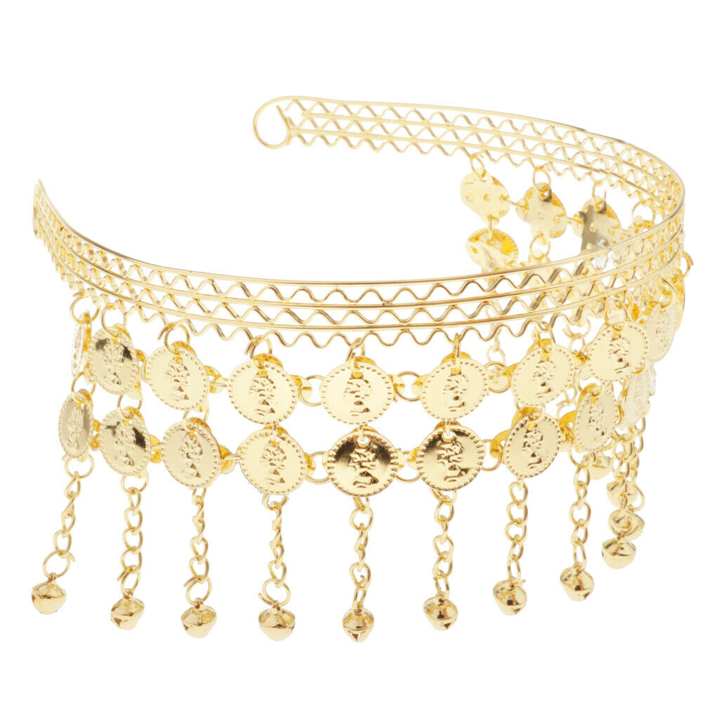 Women Belly Dance Tassel Dangle Headband Bridal Dresses Performance Jewelry
