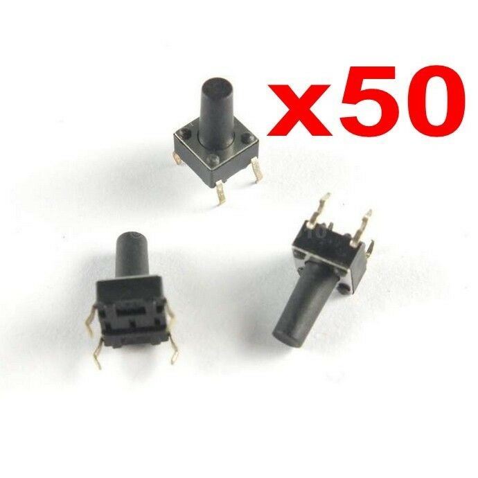 50pcs 6*6*10mm Tactile Push Button Switch Tact Switch Micro Switch 4-Pin DIP