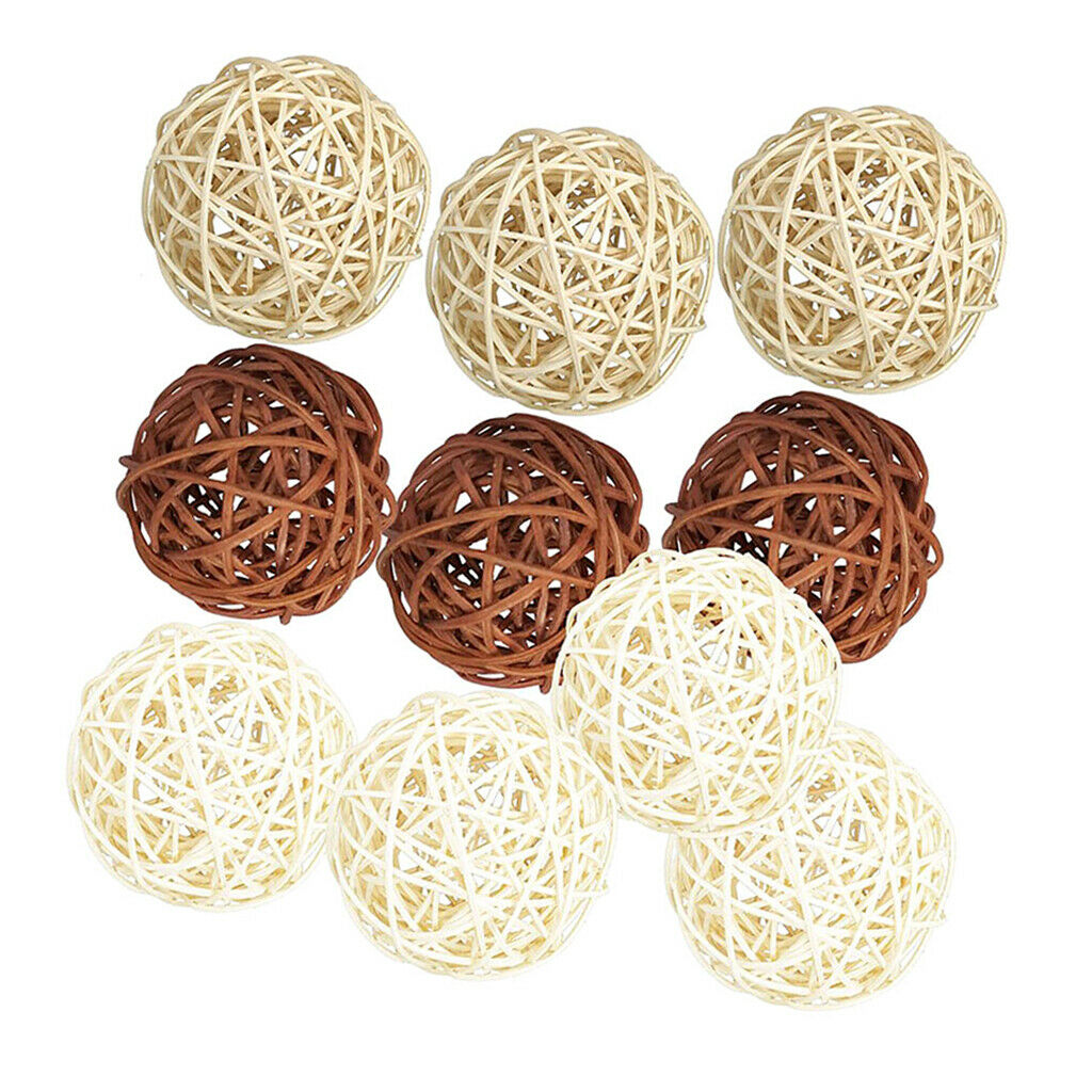 10x Rattan Wicker Cane Balls for Table & Florist Decoration Designs Ornament