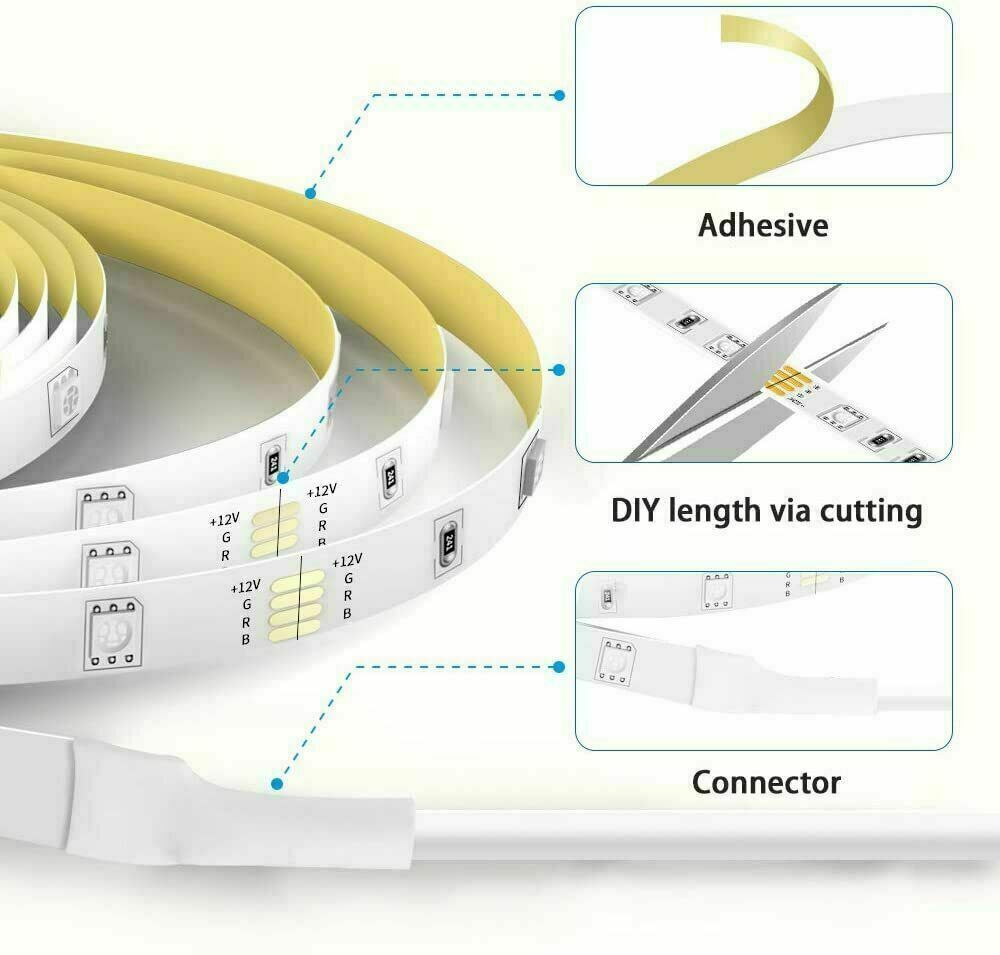 16.4ft Flexible 5050 RGB LED Strip Light Remote Fairy Lights Room TV Party Bar