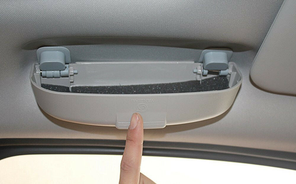 1x Beige Universal Car Interior Sunglasses Storage Box Sun Glasses Eyeglass Case