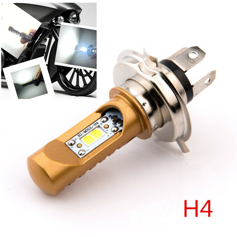 1x Aluminum H4 Motorcycle Headlight Bulb 12W LED High/Low Beam Lamp 6500K White