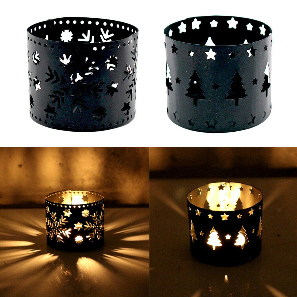 2pcs Christmas Iron Craft Hollow Candle   Candlestick Decoration