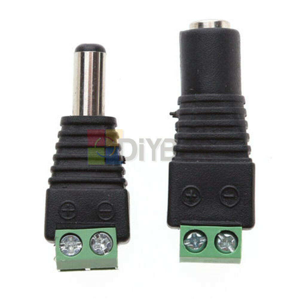 5 Pairs Male and Female 2.1x5.5mm DC Power Plug Jack Adapter Connector For CCTV