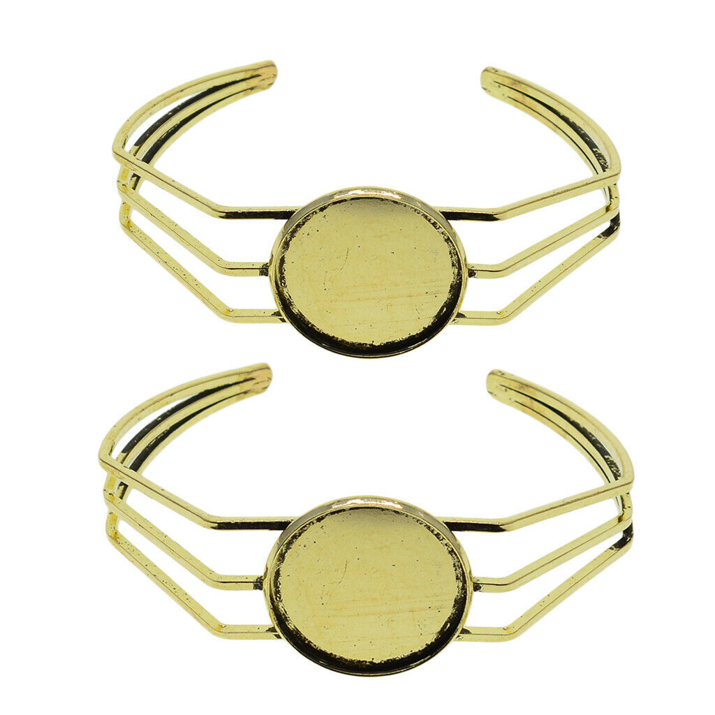 2 Pieces 25mm Bangle Base Bracelet Blanks Findings Tray Setting retro bronze
