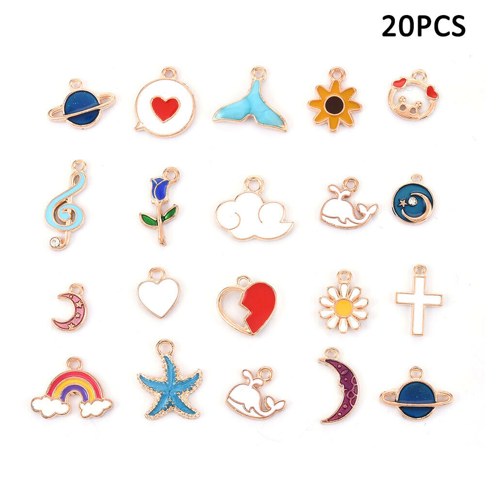 20Pcs/Set DIY Mixed Enamel Random Color Alloy Pendant Charms Jewelry Accessory