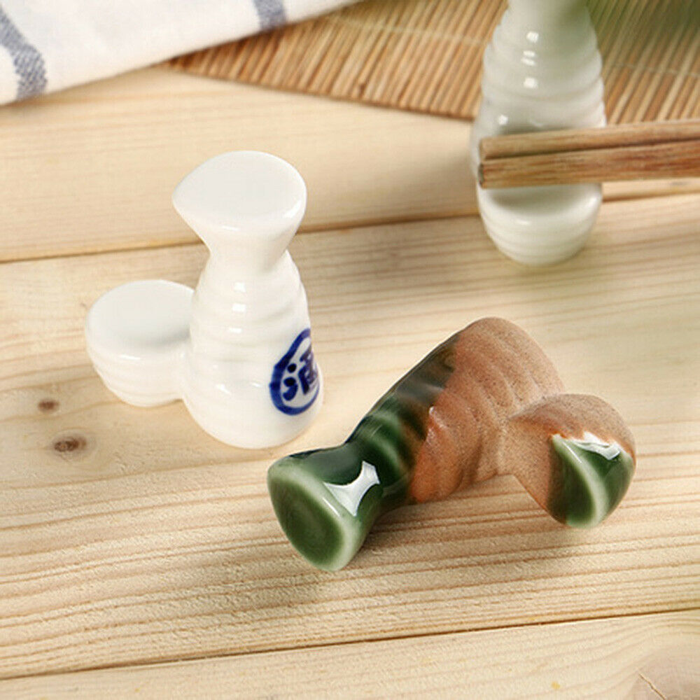 1Pc Ceramic Flagon Shape Chopstick Rest Spoon Fork Rack Pen Holder Table Decor