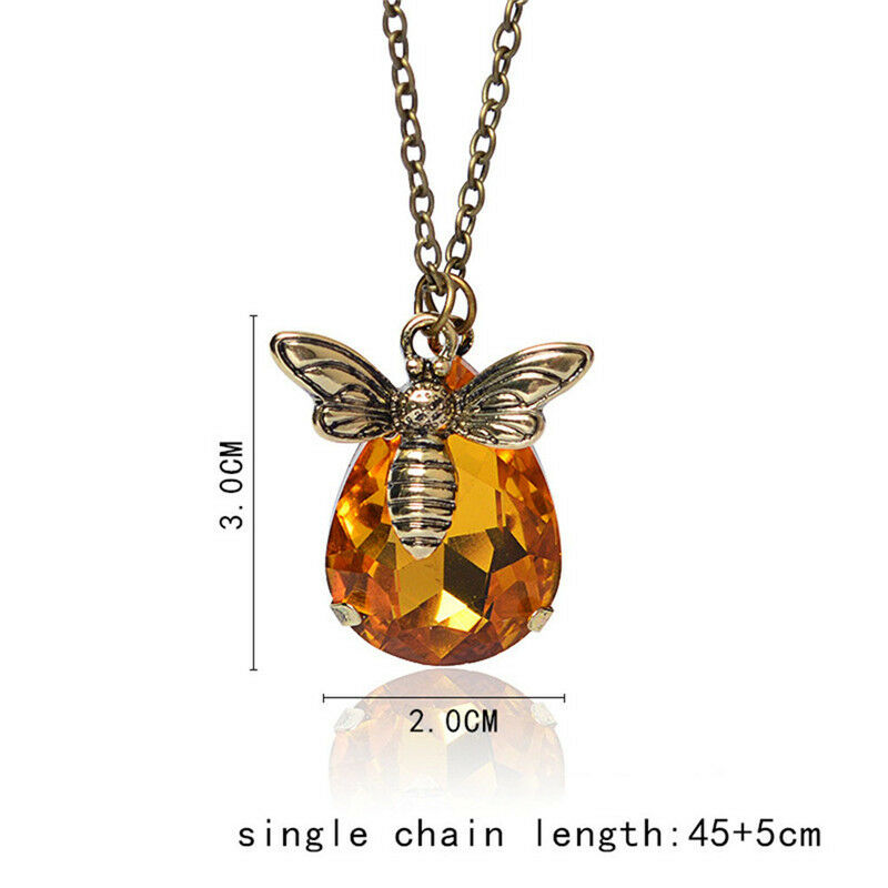 1x Top  Charm Jewelry Chain Crystal Bee and Honey Necklace Golden Rhinest.l8