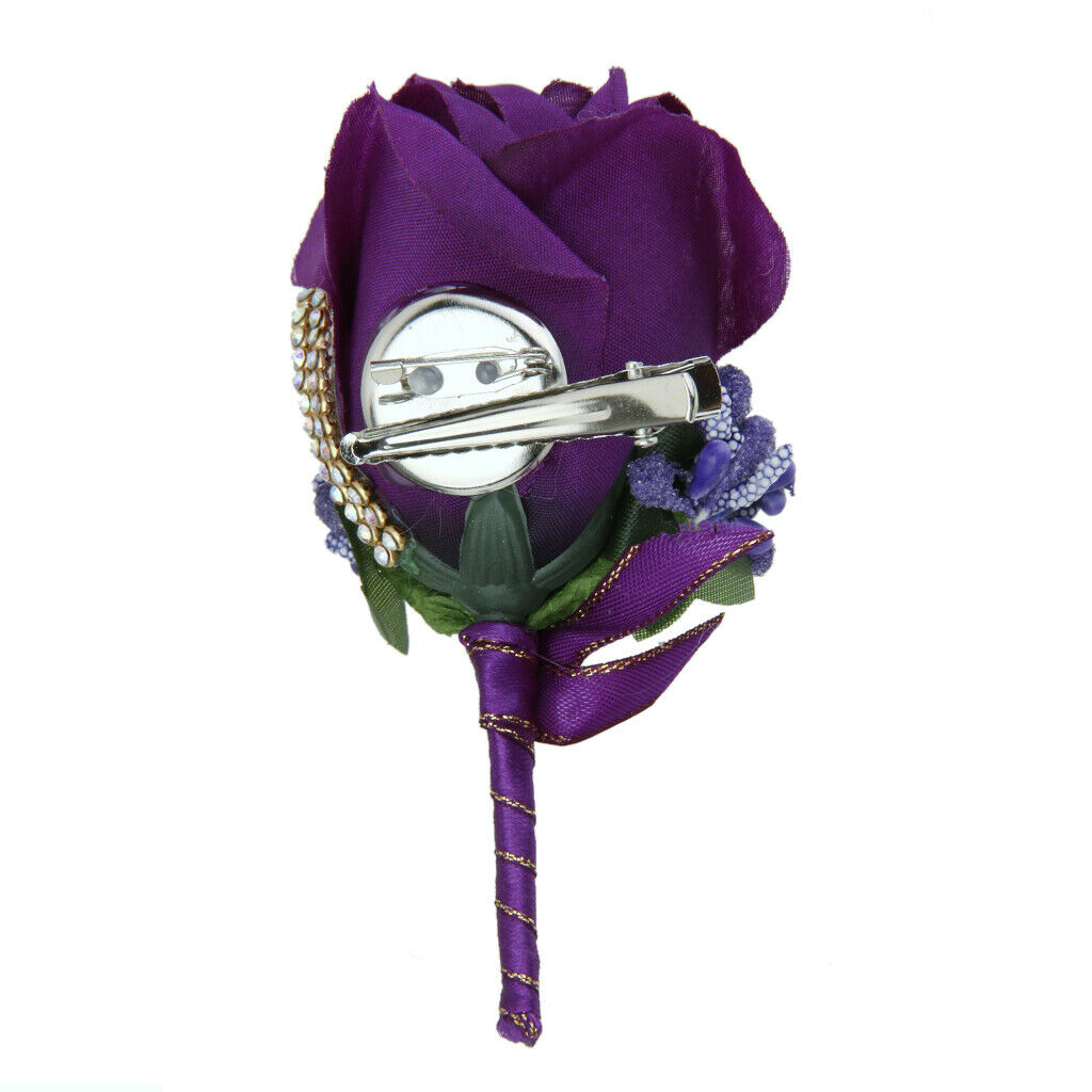 Men's Wedding Crystal Bridal Groom Boutonniere Corsage