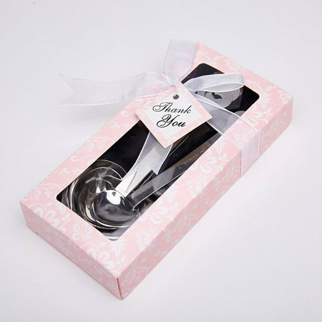 4 Pieces Romantic Metal Heart Shape Measure Spoon Teaspoon Wedding Favor