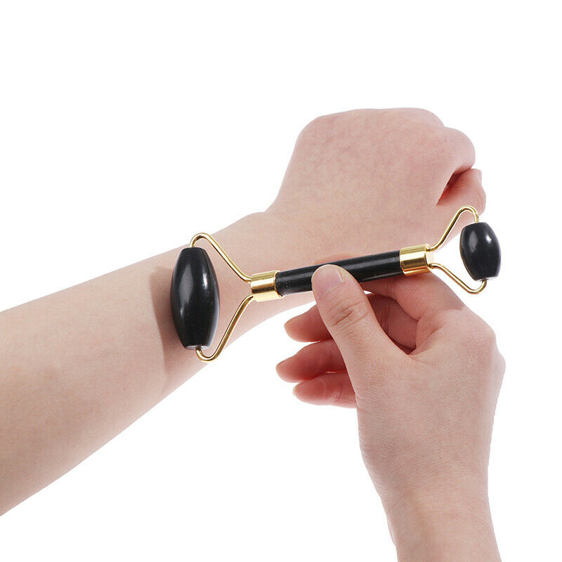 Obsidian Stone Jade Roller Massager Face Lift Gua Sha Set Skin Care Bea NfA BU