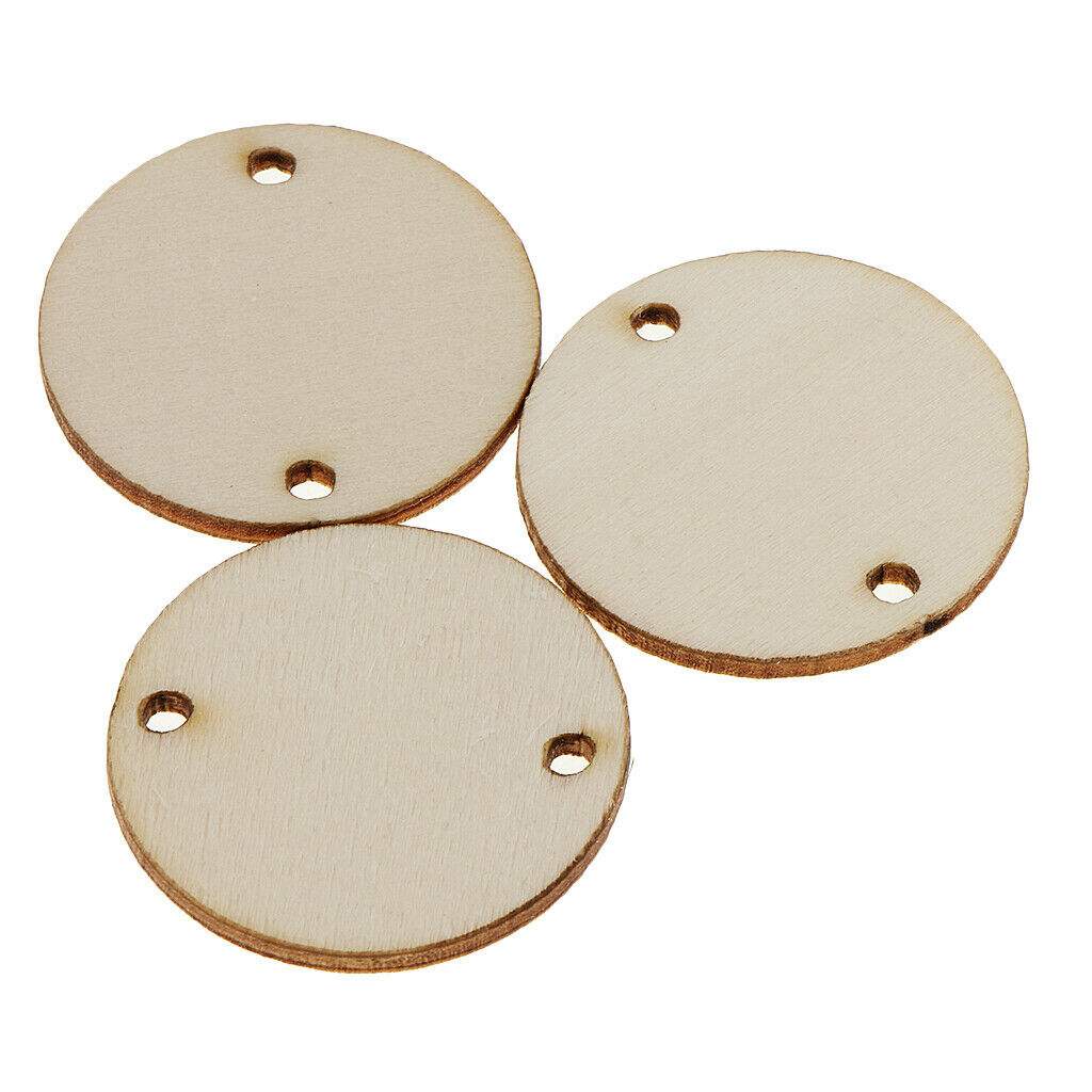 100x DIY Natural Blank Wood Pieces Slice Round Unfinished Crafts Wood Discs