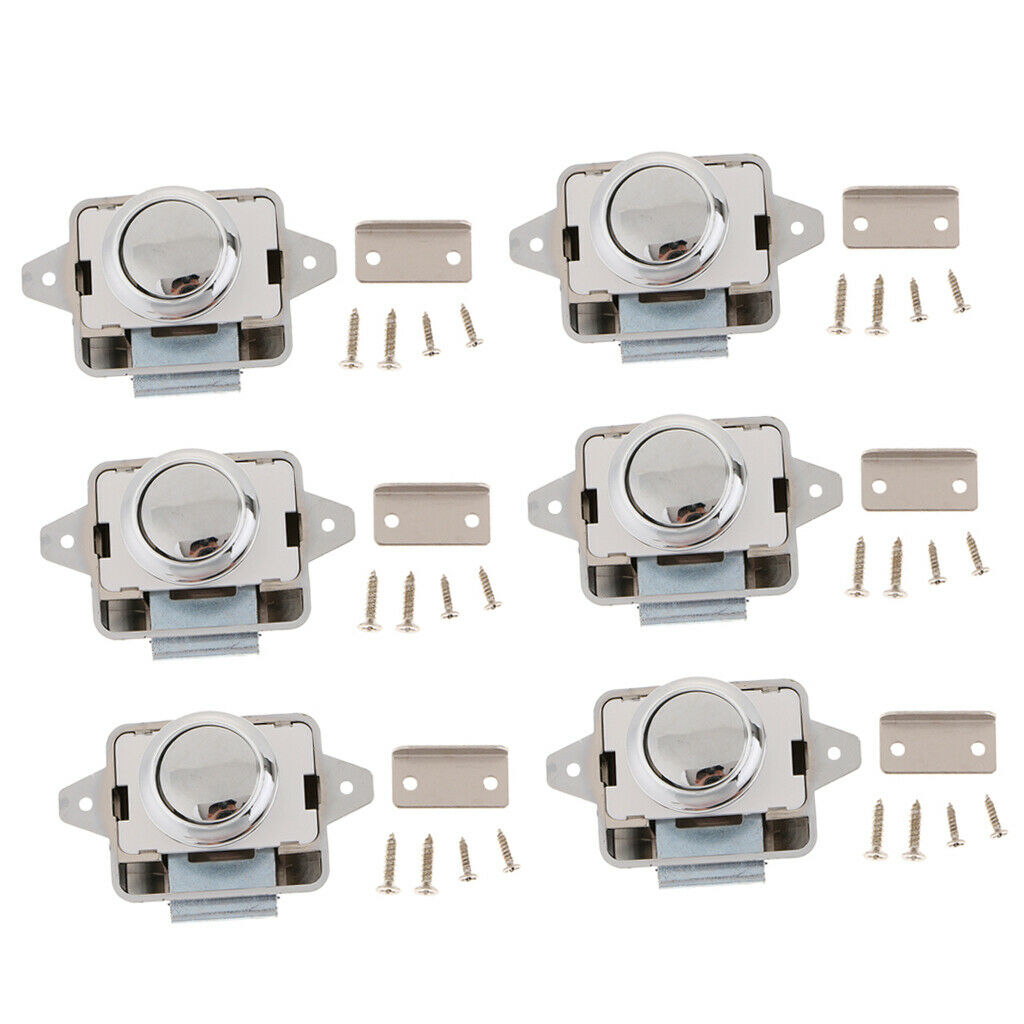 6x Push Button Cupboard Catch Lock Latch for Motorhome RV Boat Cabinet